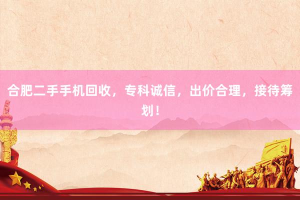 合肥二手手机回收，专科诚信，出价合理，接待筹划！